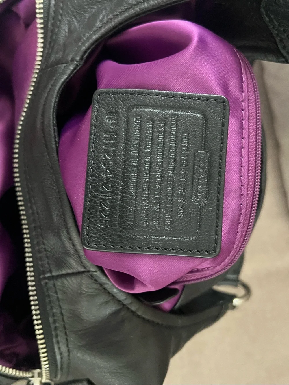 Coach Black Leather Hobo Shoulder Bag with Silver Hardware